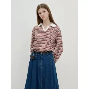 [올리브데올리브](광주신세계)오픈카라 스트라이프 티셔츠 OW5AE891