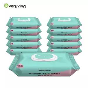 [Everyving] 에브리빙 피부저자극 데일리 물티슈 캡형(100매X10)
