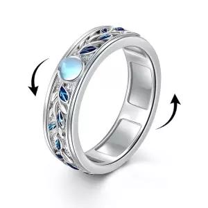 VONALA Moonstone 피젯 불안 반지 925 스털링 실버 리프 링 여성용 걱정 덩굴 스피너 반지 스트레스 방지