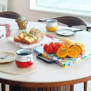 짐샌더슨 테라조 컬러 커팅보드 S 컬러도마 플레이팅 손잡이 도마