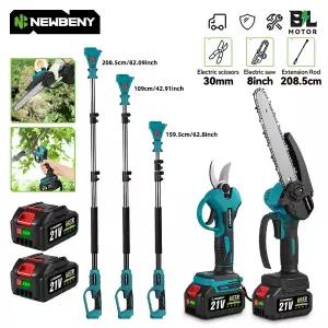 고지톱 충전식 전기톱 BENY 4 in 1 브러시리스 텔레스코핑 폴 전기 체인톱 고가지 가지치기 가위 정원 도구