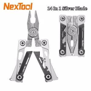 Nextool 14 In 1 실버 블레이드 EDC 도구 휴대용 다기능 펜치 멀티 도구 스크루 드라이버 렌치 펜치 가죽