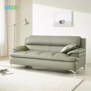 데코라인(매장상품) 콤마 3인 가죽소파 그레이