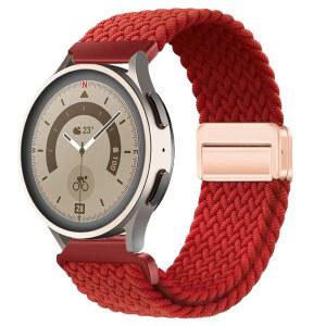 삼성 갤럭시 워치 6/5/4 클래식용 18mm/20mm/22mm 로즈 골드 마그네틱 버클 스트랩 나일론 브레이디드 루프 스트랩,