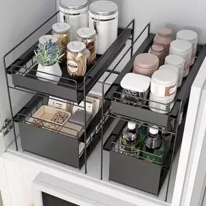 철재 수납장 다용도 서랍형 미니 틈새 수납장 선반 슬라이드 슬라이딩 정리함 싱크대 정리대 트레이 보관함