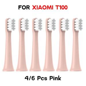 XIAOMI T100 소프트 듀폰 브리스톨 브러시 진공 노즐 리필 전동 칫솔 헤드 용 4/6PCS