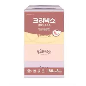 크리넥스 클래식 180매 X 8입 X 1EA 탕비실 사무실 학원 팬트리 저자극 도톰한 보습성분 엠보싱 천연펄프