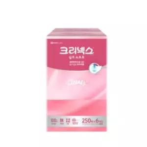크리넥스 미용티슈 실크소프트 플러스 250매 X 6입 X 1EA 탕비실 사무실 학원 팬트리 저자극 도톰한 보습성