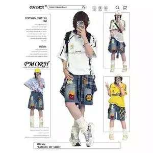 여사친 팬츠 데님 가을 빅사이즈 청반바지 슬림핏 청바지 하이웨스트 반바지 일자 자수 와이드 5부 admr3