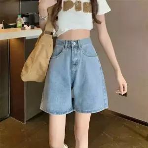 여자 청 청반바지 청바지 A라인 일자 반바지 하이웨스트 슬림핏 와이드 5부 A09Z1 admr1