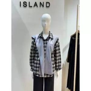 매장정품 PLASTIC ISLAND 플라스틱 아일랜드 니트 숄 세트 체크 블라우스 PR7XD3B0 1202491
