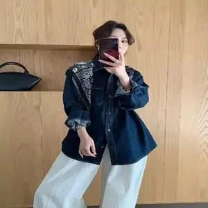 청 여성 빈티지 무지데님 블라우스 싱글 순정 셔츠 카디건 터틀넥 블레이저 BE1