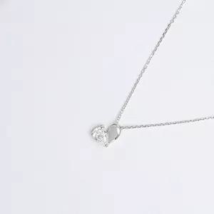 시후주얼리 순은 큐빅 쁘띠 반반하트 목걸이 SS062N 드라마목걸이 여배우목걸이