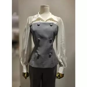 [지고트](대전신세계)JS3A0BL343[더블단추 배색 블라우스]