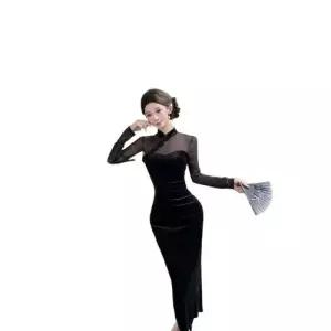 빈티지 가을 치마 원피스 여사친 망사 슬림핏 변형 옷 H라인 데일룩 원턱 트임 DAOL3