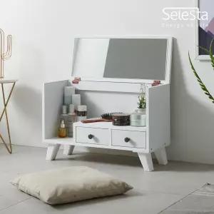 프리티B 덮개식 거울 좌식 화장대 접이식 품정리대 서랍장 콘솔 수납 미니