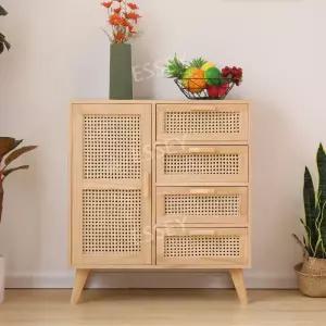 라탄서랍장 와이드 라탄 서랍장 모듈 5단 원목 3단 틈새