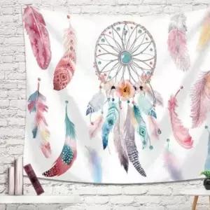 인테리어포스터 패브릭 북유럽 2호 핑크 깃털 가림막 특대 200X150 월데코포스터