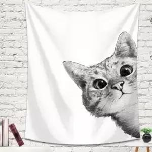 인테리어포스터 패브릭 월 데코 빼꼼고양이 가림막 특대 150X200 월데코포스터