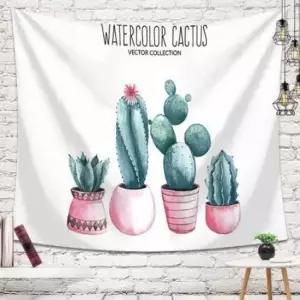 인테리어포스터 패브릭 북유럽 3호 핑크 선인장 가림막 특대 200X150 월데코포스터