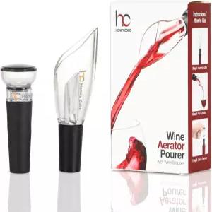 와인 에어레이터 푸어러 + 진공 펌프 스토퍼 부드러운 붓기를 위한 드립 프리 푸어 스파우트 더 나은 맛을