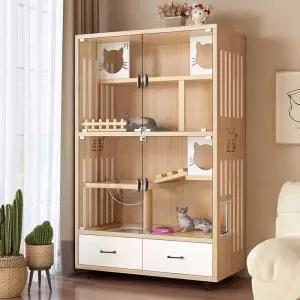 고양이 호텔장 캣타워 동물병원 격리장 원목 캐비닛 캣워크