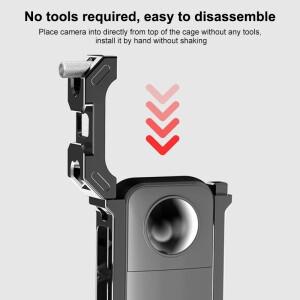 호환 PULUZ 카메라 보호 프레임 Insta360 X3 / X4용 메탈 케이지 리그 하우징 확장형 콜드 슈 베이스삼각대