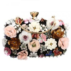 웨딩 클리어 크로스바디 백을 위한 PU 가죽 지갑과 여성용 플로럴 비즈 클러치 지갑 획득