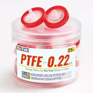 주사기 필터 PTFE 소수성 25mm 0.22um 비멸균 25/pk by KS-Tek