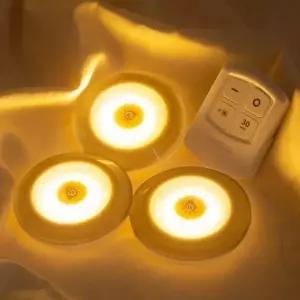 (3개입 건전지형 리모컨 웜화이트+리모컨)붙이는 수유등 취침등 간접 조명 무드등 (3개입)