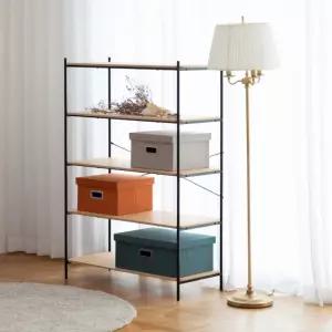 엘리나 모던수납함 5단선반 와이드 원목 패브릭수납장 드레스룸 거실장 원룸 인테리어 선반