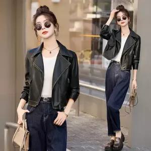 여친 검정 봄 가을 빈티지 가죽 코트 숏기장 재킷 점퍼 원픽1