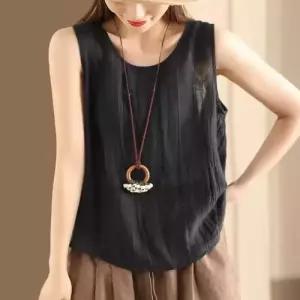 여성 하계 빈티지 민소매티 나시 민소매 린넨 셔링 모시 블라우스 셔츠 앤티크 원픽5