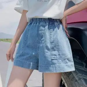 데님 미디팬츠 슬림 순면 와이드 하이웨스트 반바지 여자청반바지 통통 빅사이즈 5부 원템1