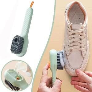 Multifunctional Shoe Cleaning Brush, Automatic Liquid Soft Long Handle. With Soap for Clothes & Hook
