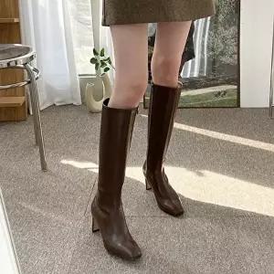 [엄지척]스퀘어토 128JCC89 롱부츠 하이힐 슬림샤프트 사이드지퍼 세련된 라인업 연출 디자인 5FWY