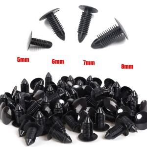 믹스 블랙 플라스틱 리벳 푸시 5mm 6mm 7mm 8mm 자동차 트렁크 루프  패널 패스너 클립 범용 차량 리테이너