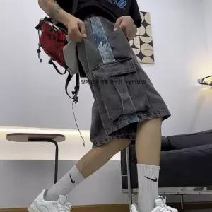 훌리오 남자데님반바지 빈티지 빅 포켓 데님 반바지 여름 바지 일자 와이드 5부 UNO2