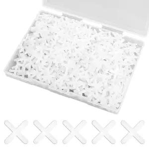 500개 3mm 바닥 세라믹 타일 스페이서 1개 /8인치 수평 간격 플라스틱 시스템 클립 및 석재 설치용 흰색