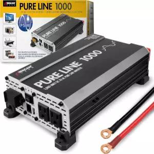 Wagan EL3804 퓨어 라인 인버터 1000와트 DC 12V ~ 110V AC 차량 사인파 파워 홈 RV 캠핑 밴 라이프 오프