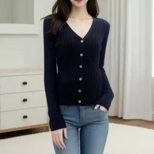 스파이더맨 여성 검정 니트 브이넥 카디건 봄가을 소프트 쫀득쫀득 코트 긴팔 OPH3