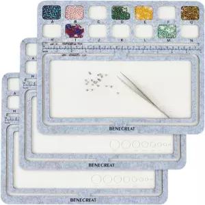 BENECREAT 3Pcs 11.8x9.4인치 직사각형 펠트 비즈 디자인 보드 A-N 그리드 트레이 패드가 있는 매트 예술