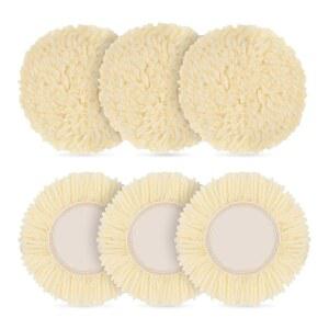 딜용 PCS 3인치 울 버핑 패드 6개, 연마 드릴 버퍼 연마기 부착 커브드 엣지 컴파운드 절삭 공구 휠 폴리시 키트 차체 수리 버핑용