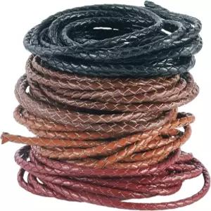 판다홀 10야드 정품 원형 땋은 가죽 코드 4가지 색상 로프 3mm 볼로 타이 DIY 팔찌 목걸이 장신구 공예