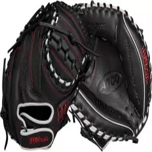 윌슨 2024 A700 CM 32.5 야구 포수 미트 - 블랙/실버/레드 오른손 던지기