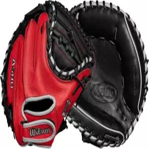 윌슨 A500 32인치 유소년 야구 포수 미트 - 오른손 던지기 블랙/레드/그레이