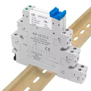 (2Pcs) 12V 릴레이 딘 레일;Silm;DC 12V;HF41F/12-ZS 5핀 1NO 1NC 6A SPDT(소켓 베이스 포함 LED 표시등