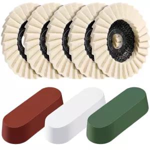 하이글 8개 울 연마 휠 디스크 및 컴파운드 세트에는 앵글 그라인더 멀티 서피스를 위한 두꺼운 아버 버핑