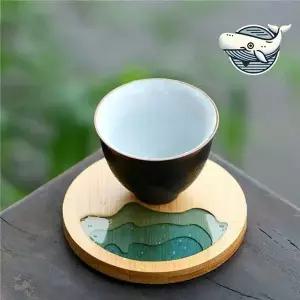 오리엔탈 원목 대나무 컵받침 티코스터 내열 인테리어컵홀더