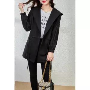 검정 여사친 여친 여성용 가을 코트 항공 얇은 잠바 야구 집업 하프기장 후드 하이퀄리티 트렌치코트 점퍼